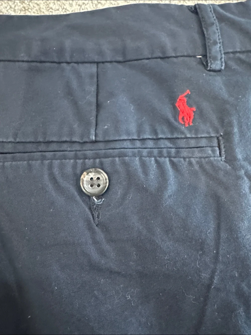 Ralph Lauren Navy Blue Men’s Chino Pants with Red Pony Logo